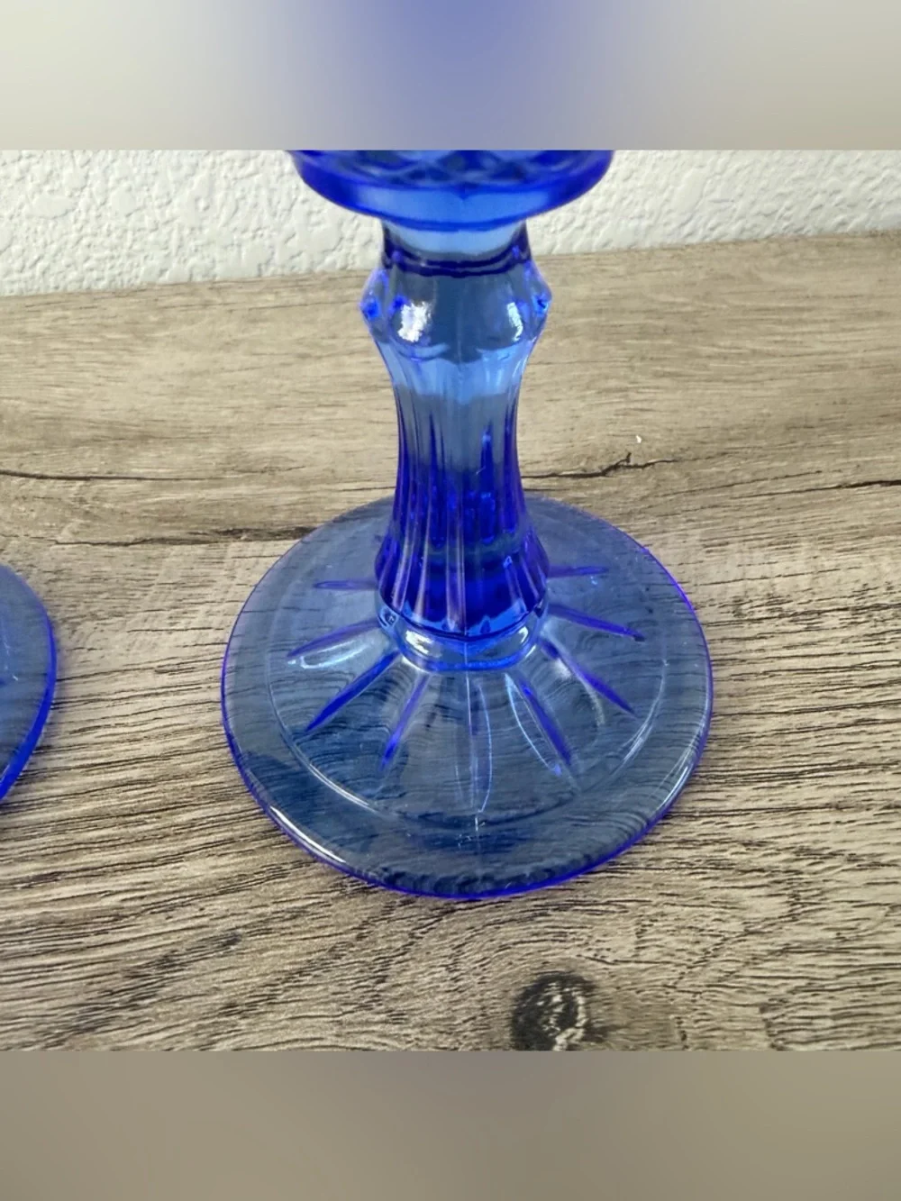 Avon Fostoria George and Martha Washington Glasses Blue Cobalt Goblets 8” tall